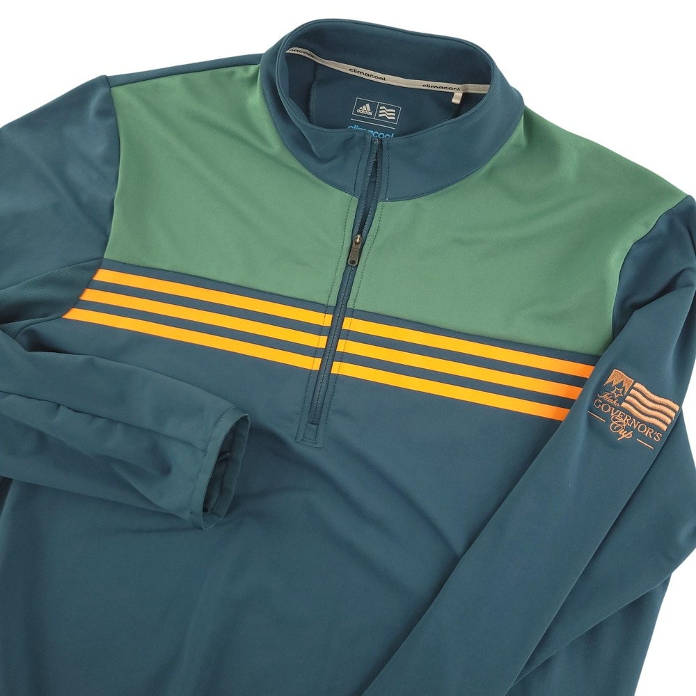 Adidas Climacool Pullover Mens L Blue Stripe 1/4 Zip Long Sleeve Golf Top Idaho